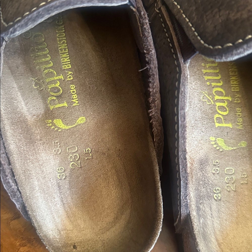 Birkenstock Brown Leather Tassel Slip-On Sandals - Picture 2 of 5